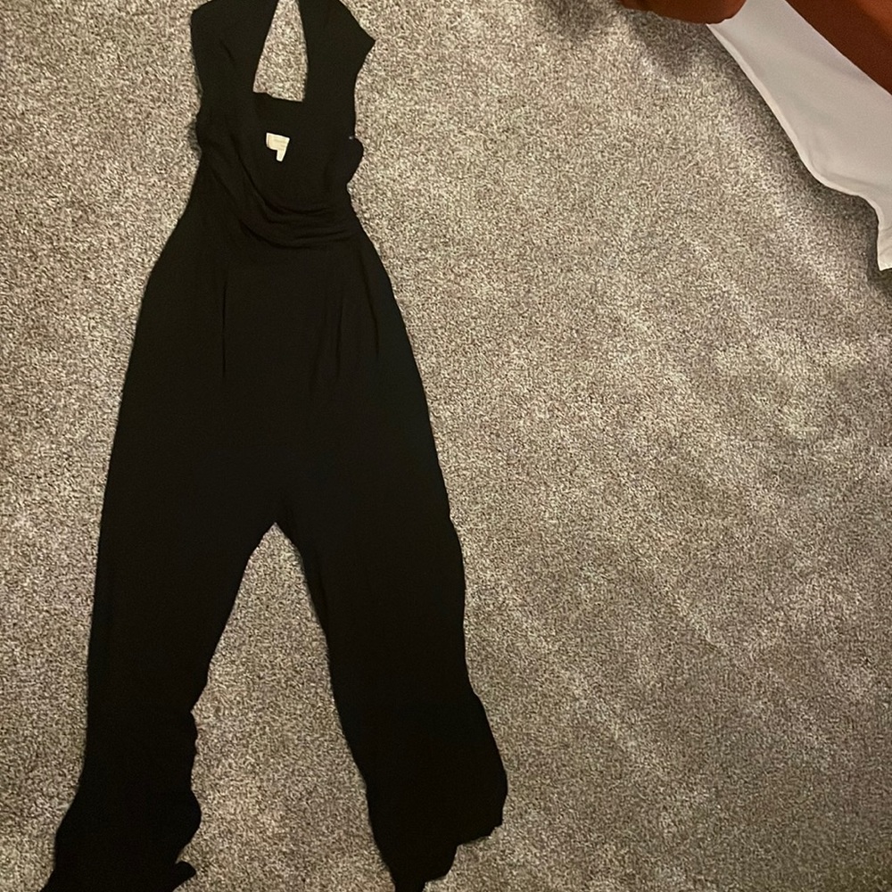 Long pant romper, pleated front and open back